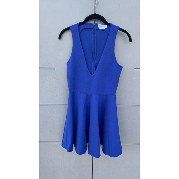 Lovers + Friends Sz Med Mi Amor Mini Fit And Flare Skater Dress Royal Blue Knit - Picture 3 of 11